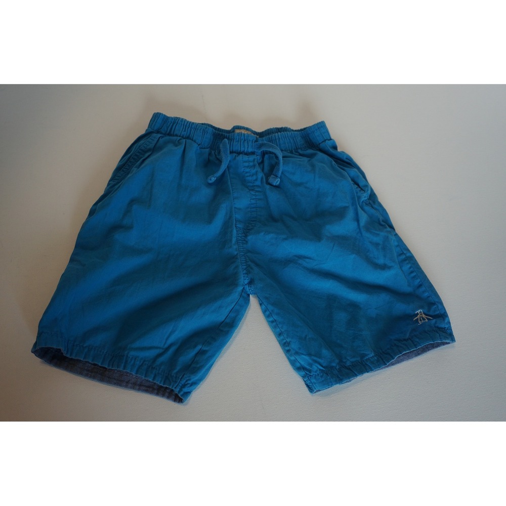 Original Penguin Boys Blue Elastic Waist Drawstring Shorts Size 5Y Logo